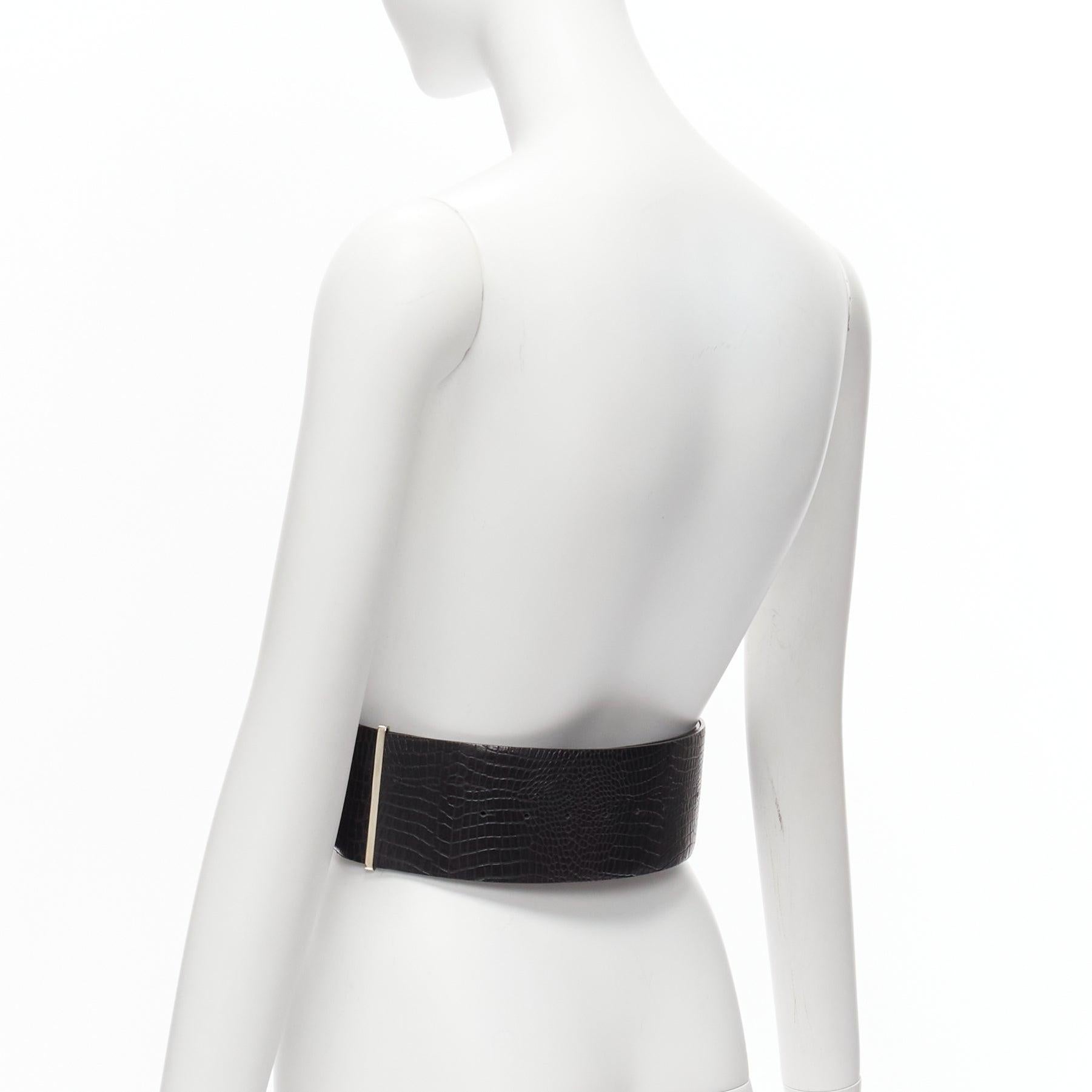 TOGA ARCHIVES black wide embossed leather buckle statement belt For Sale 2
