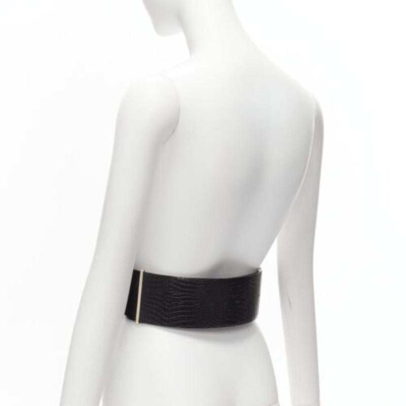TOGA ARCHIVES black wide embossed leather buckle statement belt For Sale 1