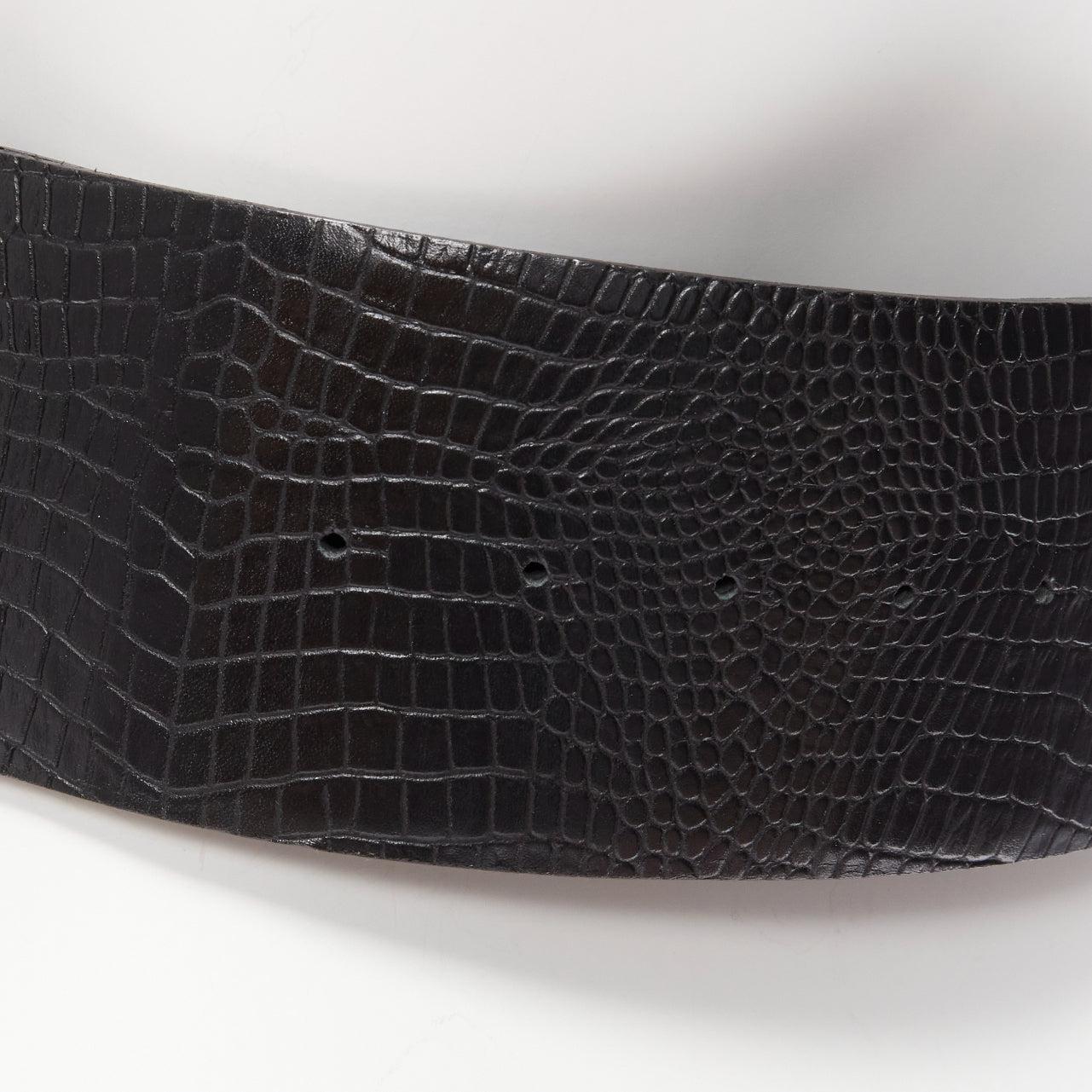 TOGA ARCHIVES black wide embossed leather buckle statement belt For Sale 3