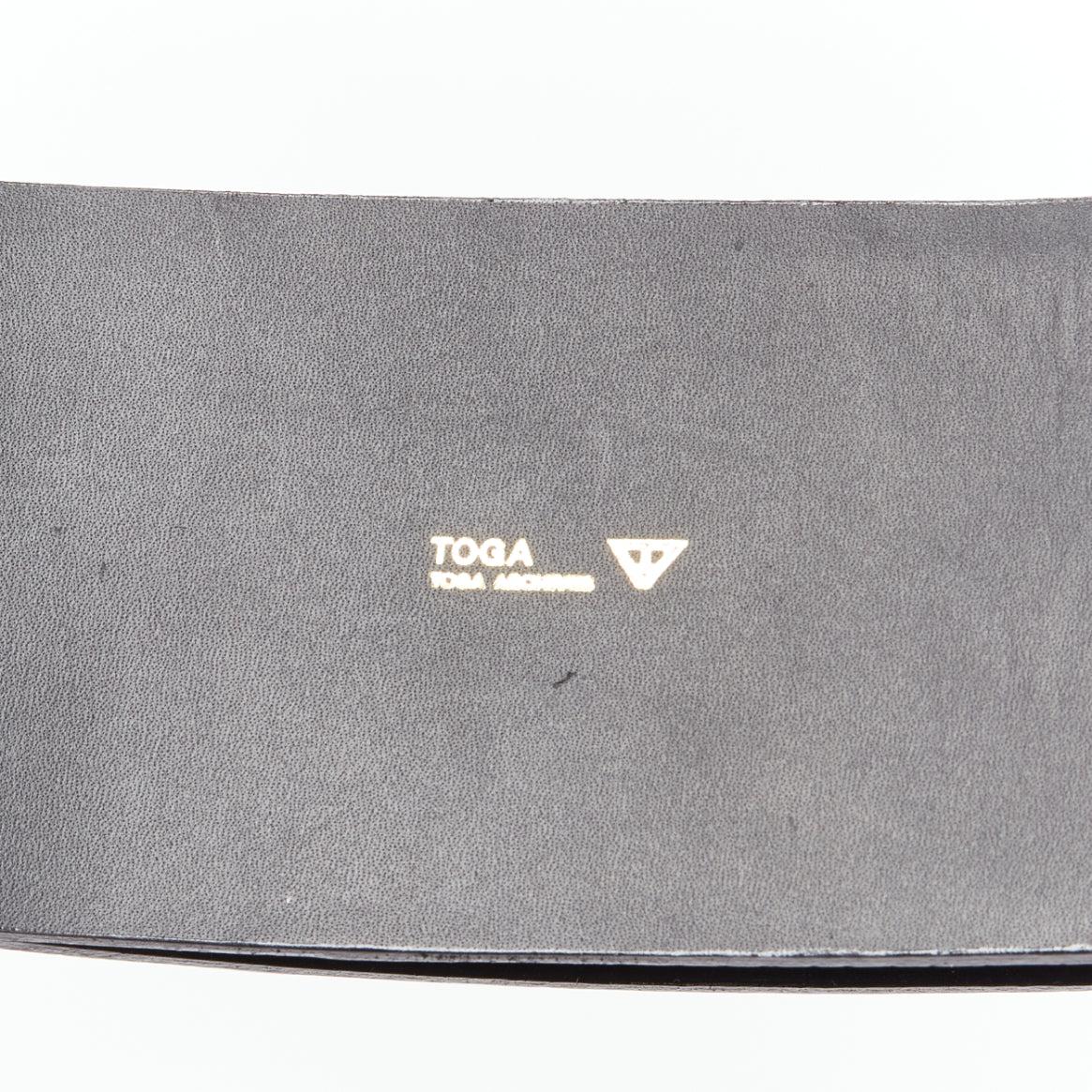 TOGA ARCHIVES black wide embossed leather buckle statement belt For Sale 4