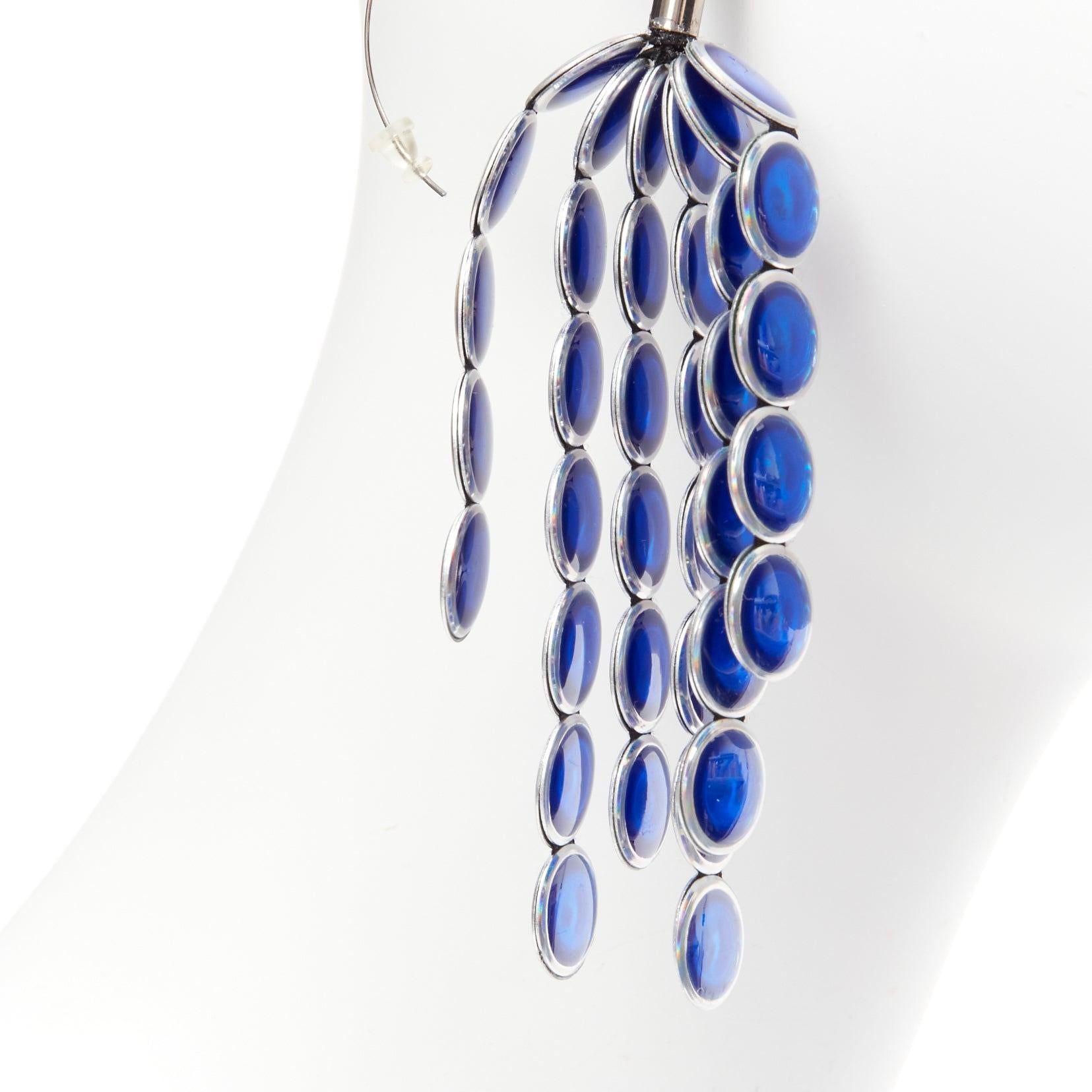 Women's TOGA ARCHIVES blue rhinestone chandelier drop pierced earrings Pair For Sale