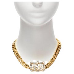 TOGA ARCHIVES Halskette mit goldener Metallstange und klarem Kristallstein