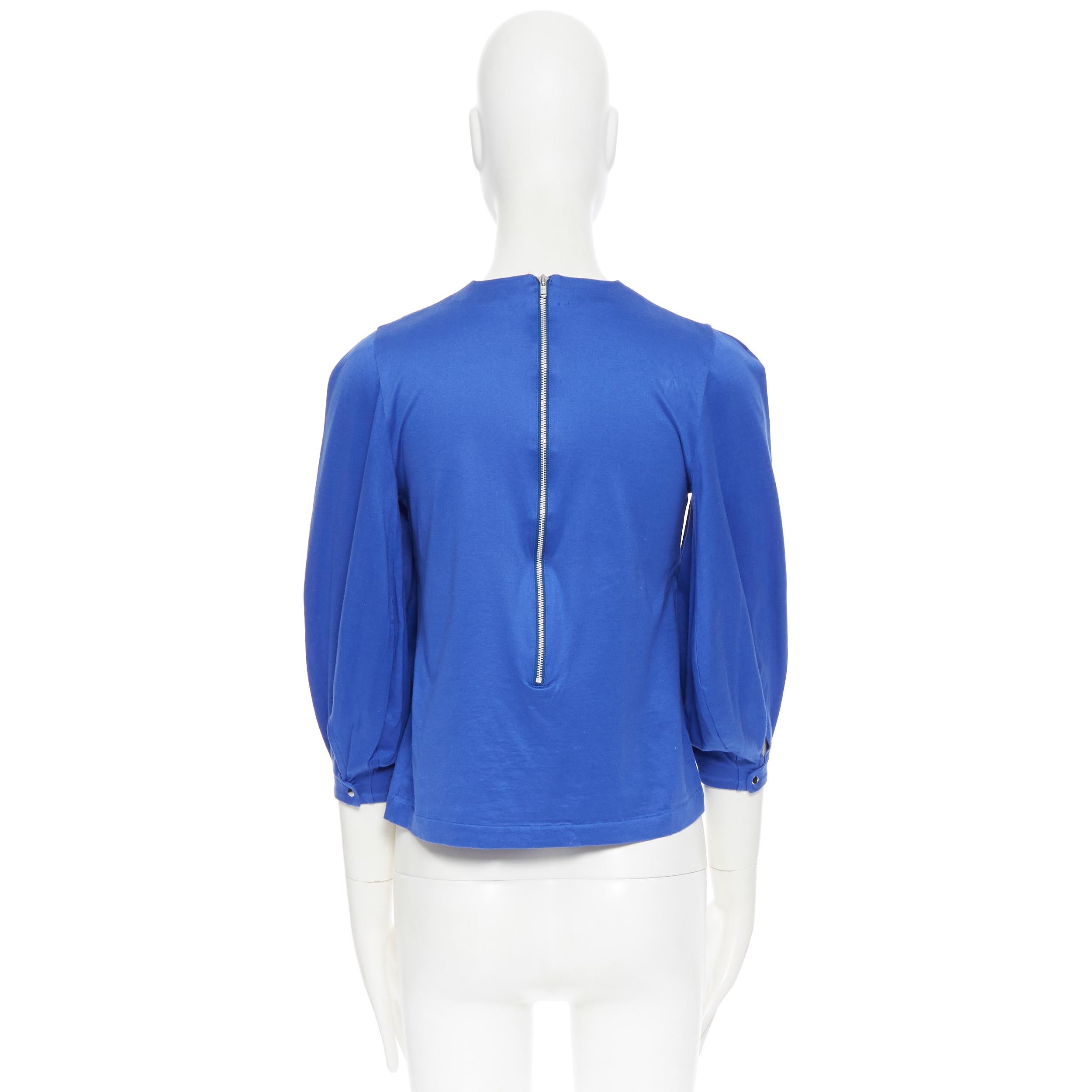 Women's TOGA ARCHIVES cobalt blue cotton bubble quarter sleeve casual top JP1