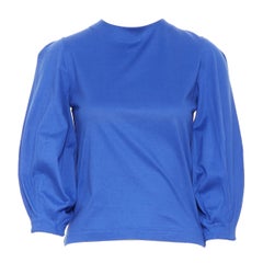 TOGA ARCHIVES cobalt blue cotton bubble quarter sleeve casual top JP1