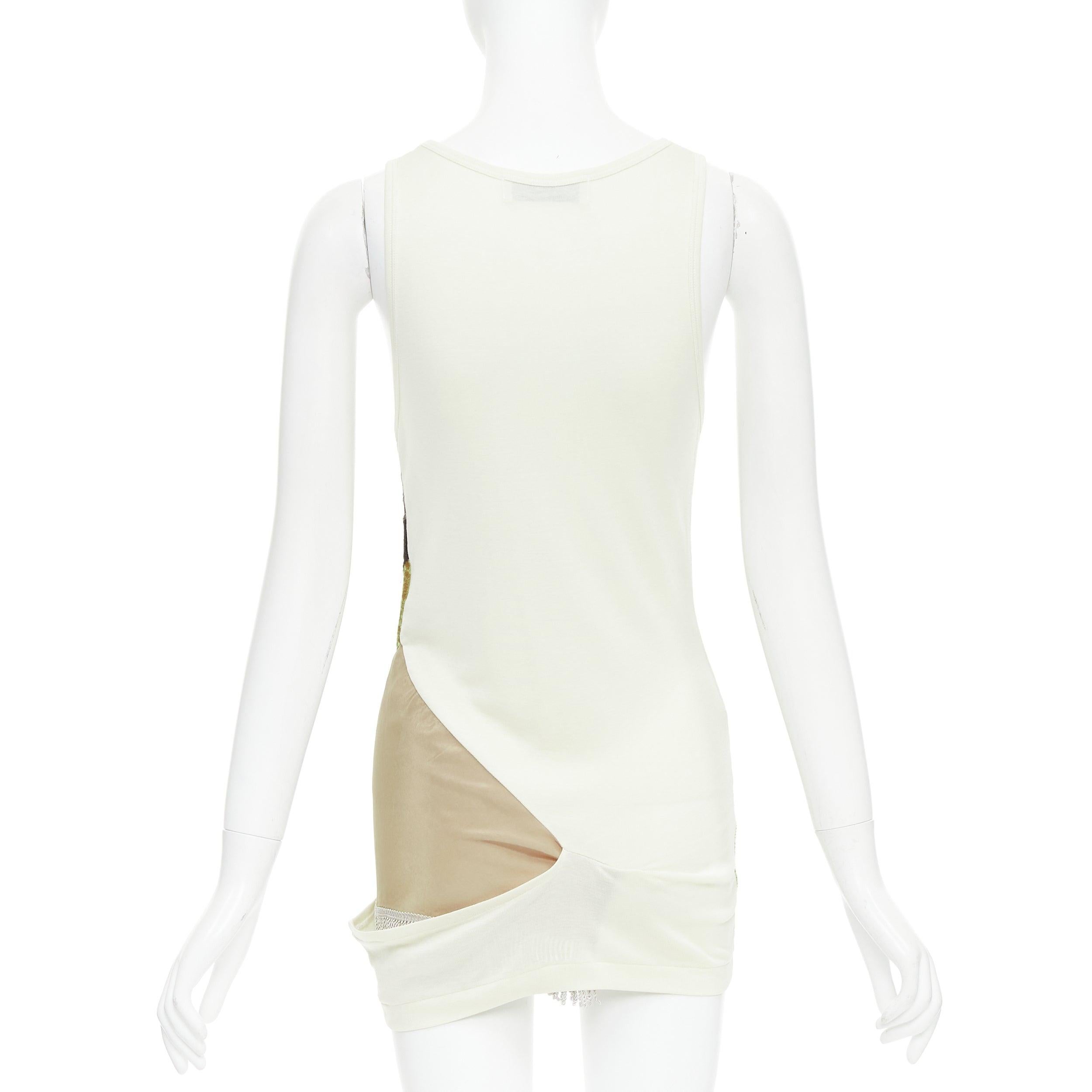 Women's TOGA ARCHIVES cream grey silk cotton velvet beige panels tunic JP1 S For Sale