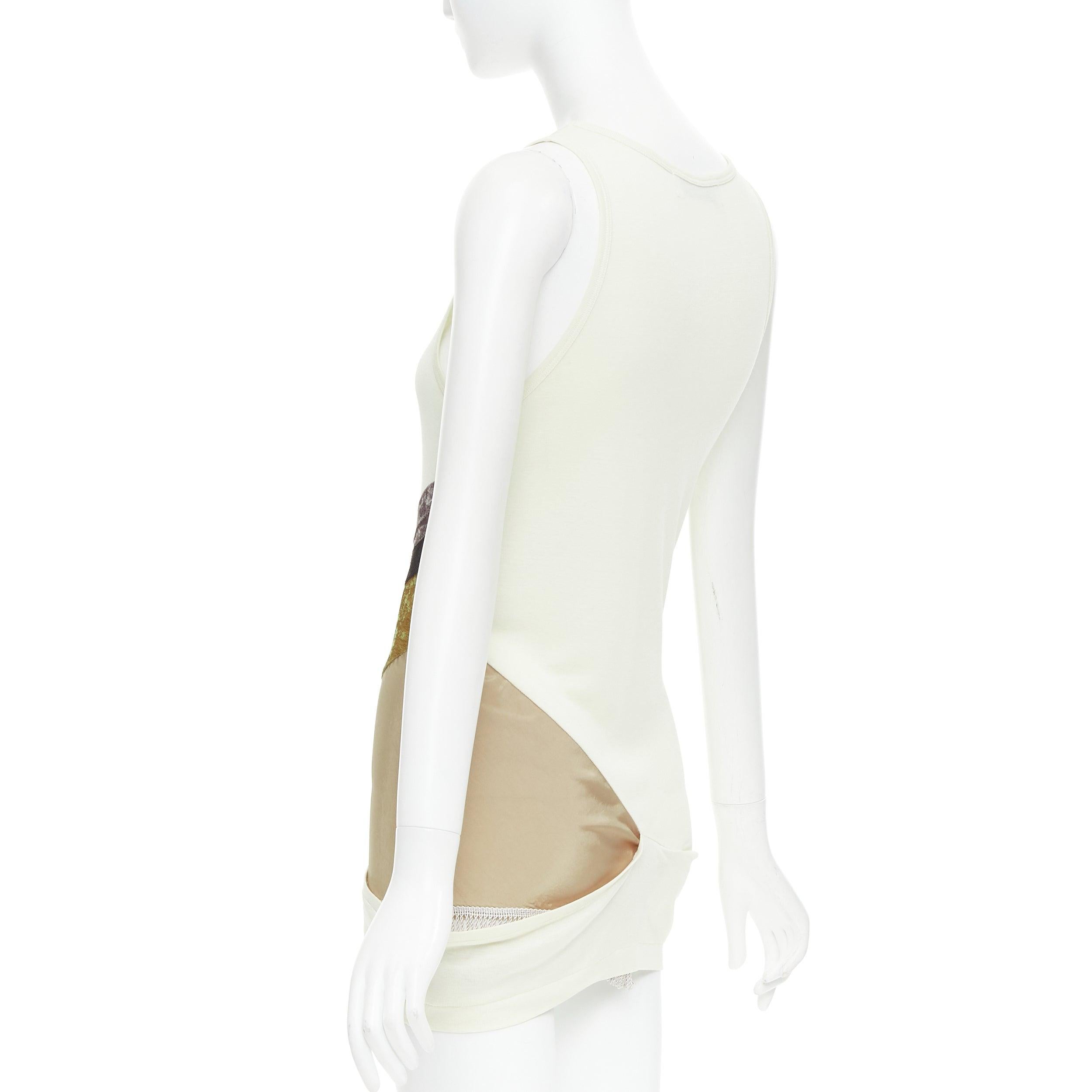 TOGA ARCHIVES cream grey silk cotton velvet beige panels tunic JP1 S For Sale 1