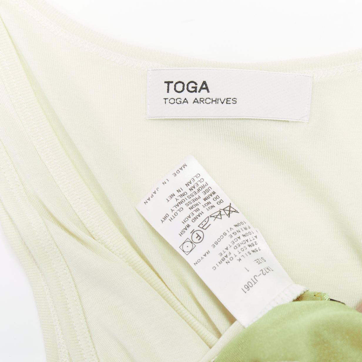 TOGA ARCHIVES cream grey silk cotton velvet beige panels tunic JP1 S For Sale 3