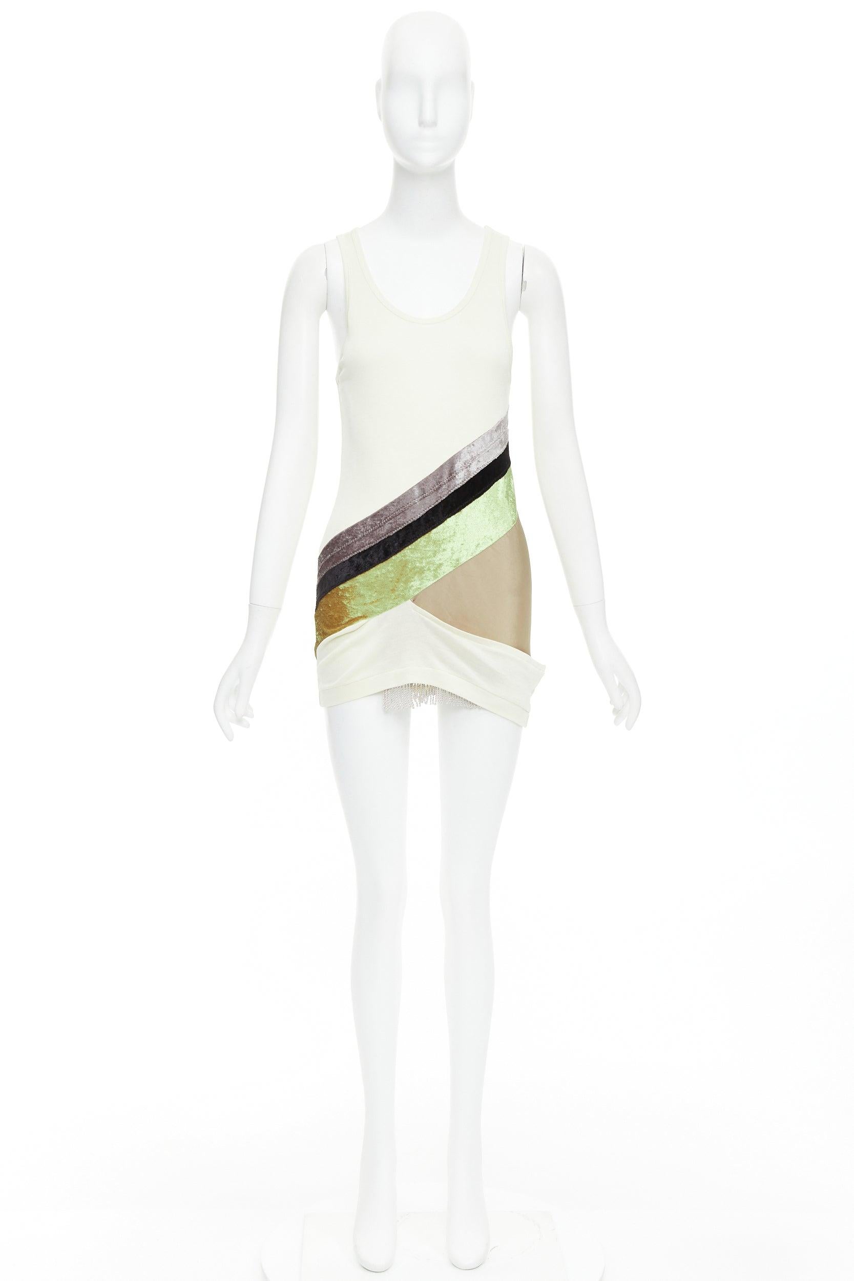 TOGA ARCHIVES cream grey silk cotton velvet beige panels tunic JP1 S For Sale 4