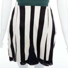 TOGA ARCHIVES green black white silk blend striped strapless mini dress JP1 S