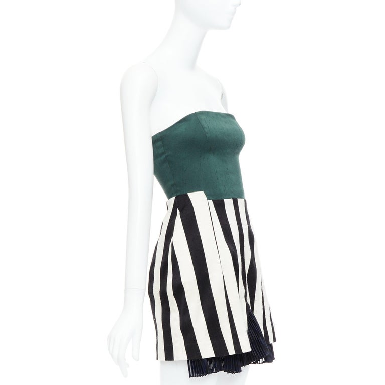 TOGA ARCHIVES green black white silk blend striped strapless mini dress JP1 S For Sale at 1stDibs TOGA ARCHIVES green black white silk blend striped strapless mini dress JP1 S For Sale at 1stDibs
