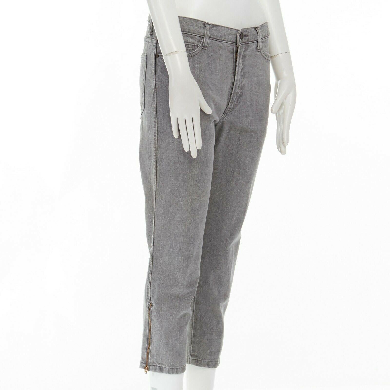 TOGA ARCHIVES light grey cotton denim zipped hem cropped skinny jeans JP1 In Good Condition In Hong Kong, NT