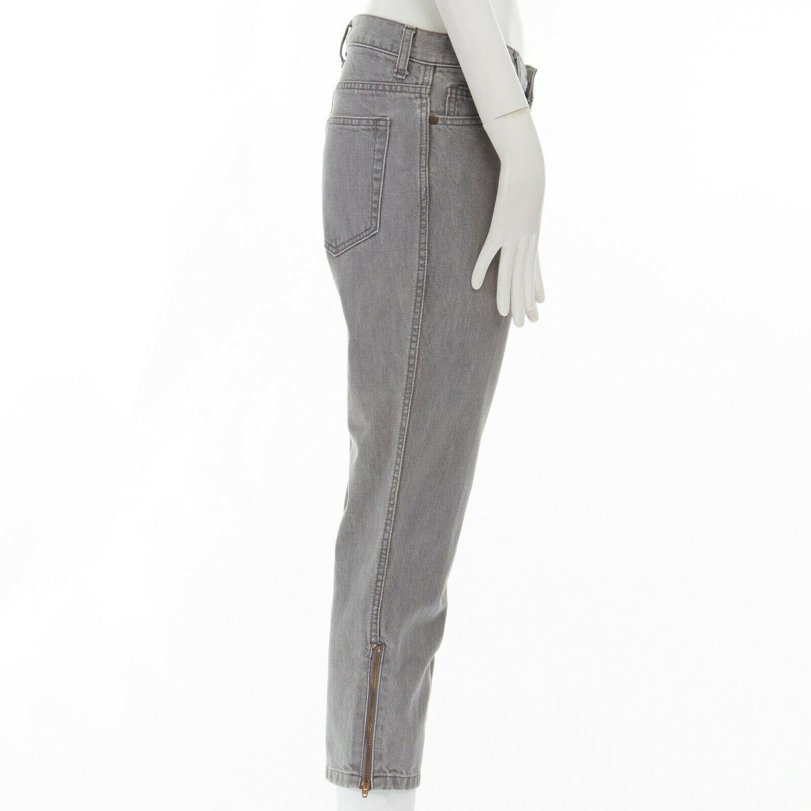 Women's TOGA ARCHIVES light grey cotton denim zipped hem cropped skinny jeans JP1