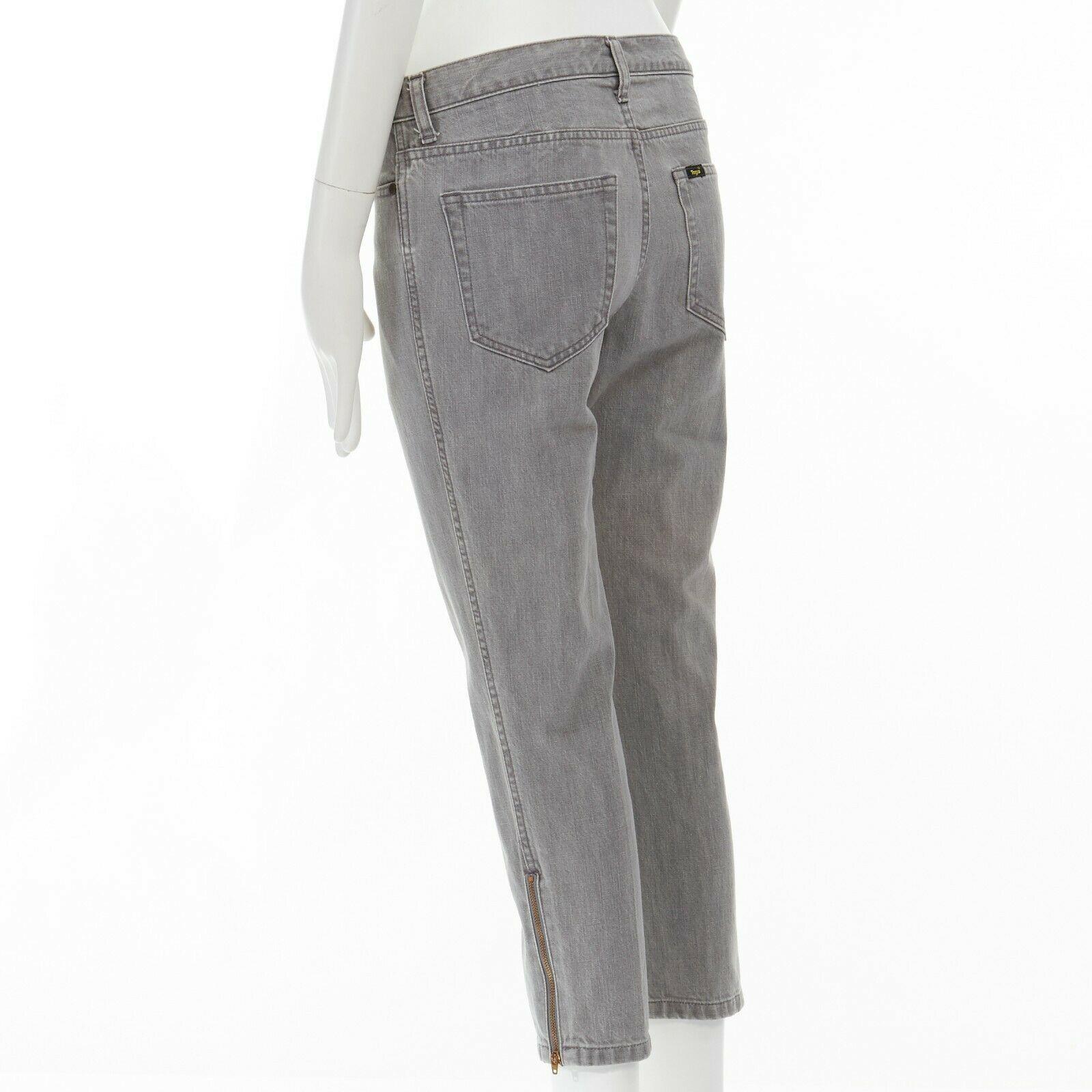 TOGA ARCHIVES light grey cotton denim zipped hem cropped skinny jeans JP1 2