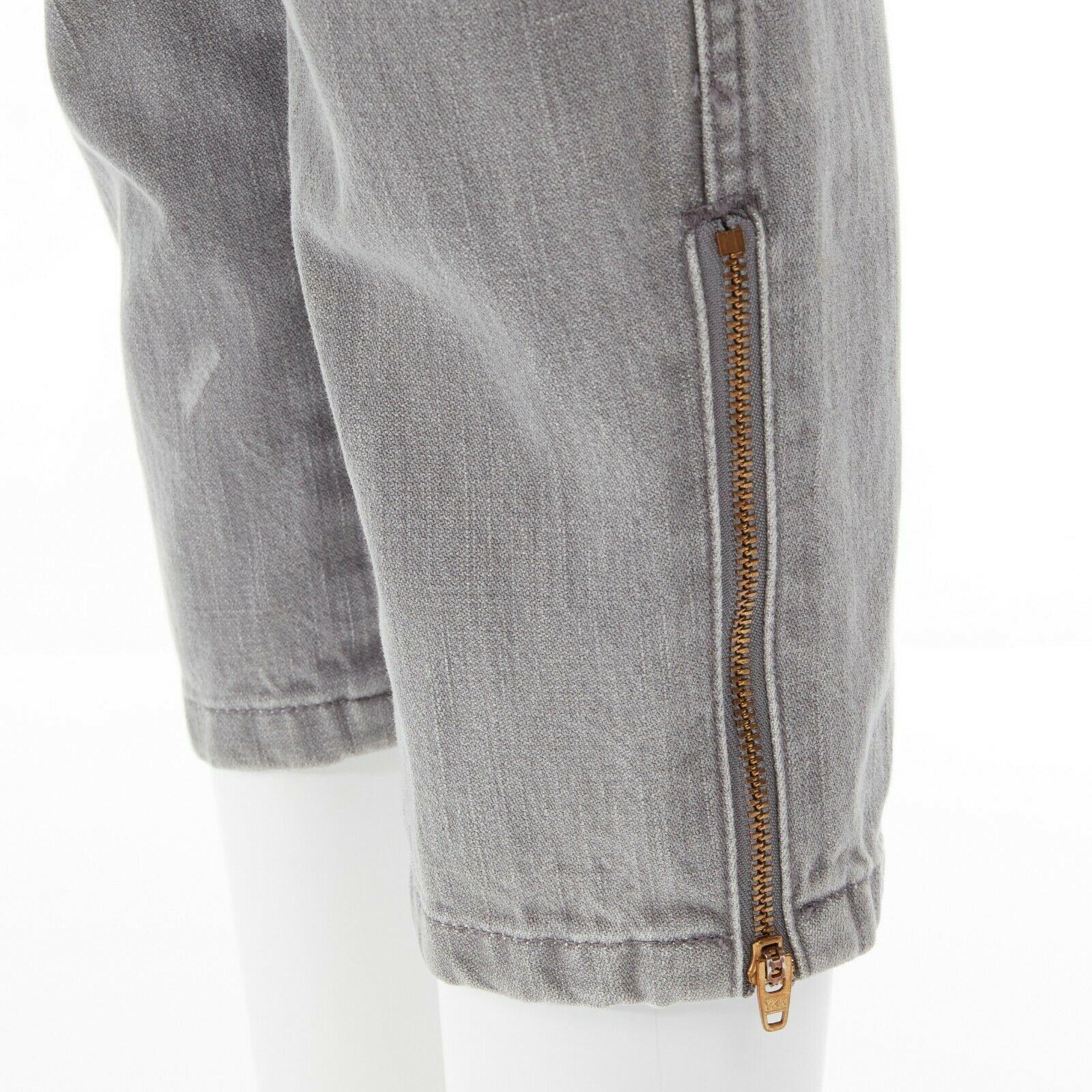 TOGA ARCHIVES light grey cotton denim zipped hem cropped skinny jeans JP1 4