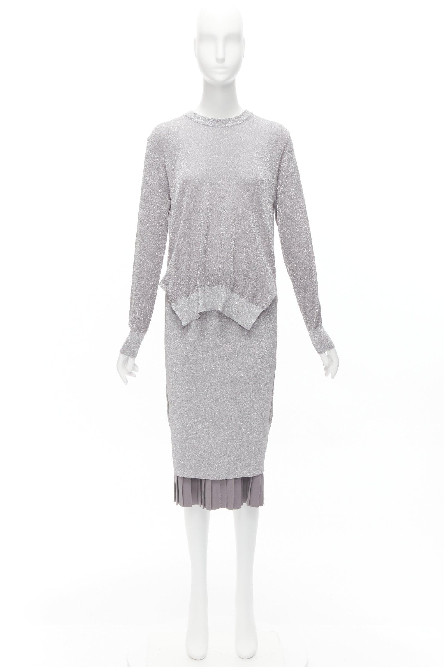 TOGA ARCHIVES metallic lurex pleats layehem ribbed long sleeves dress FR36 S For Sale 5
