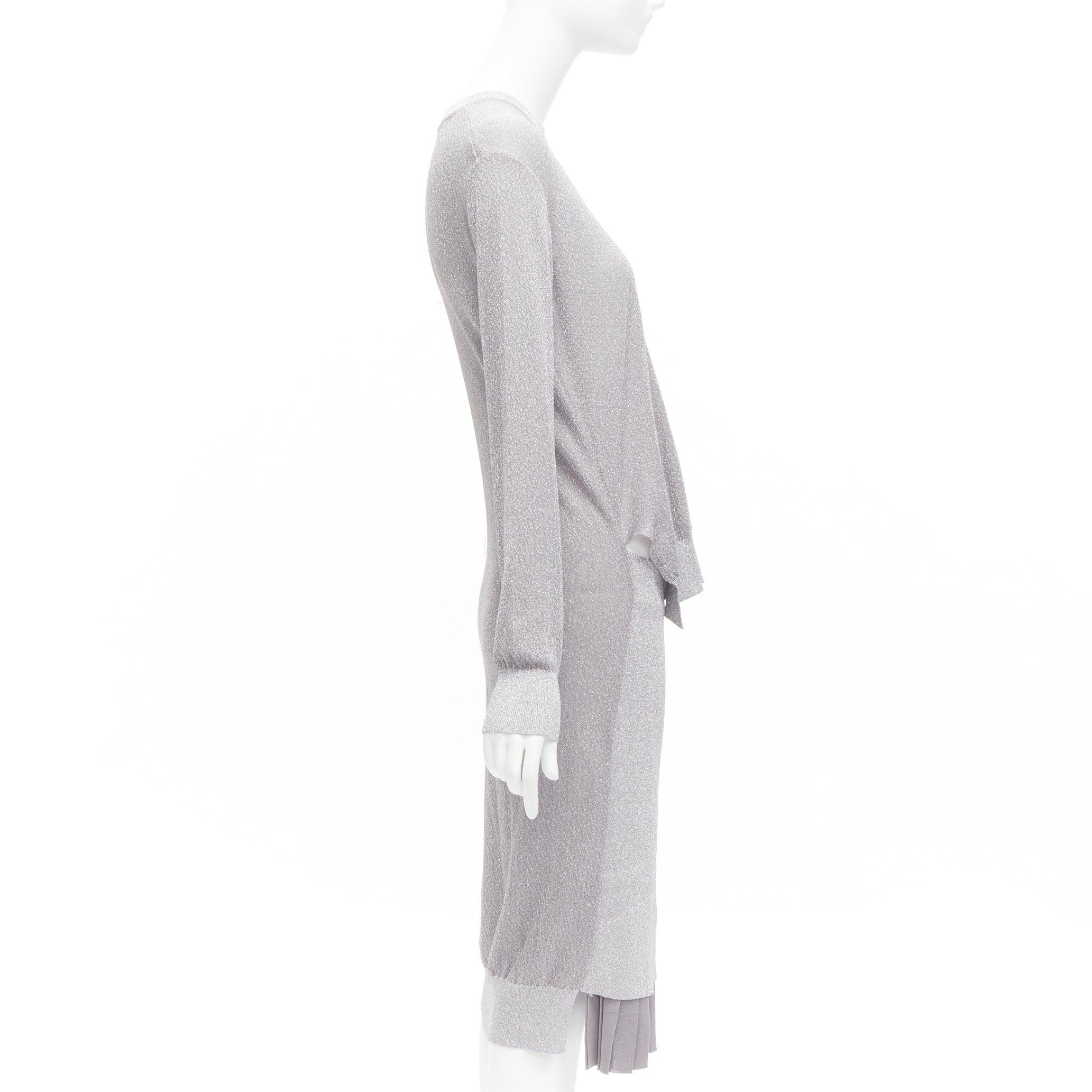 TOGA ARCHIVES metallic lurex pleats layehem ribbed long sleeves dress FR36 S In Good Condition For Sale In Hong Kong, NT