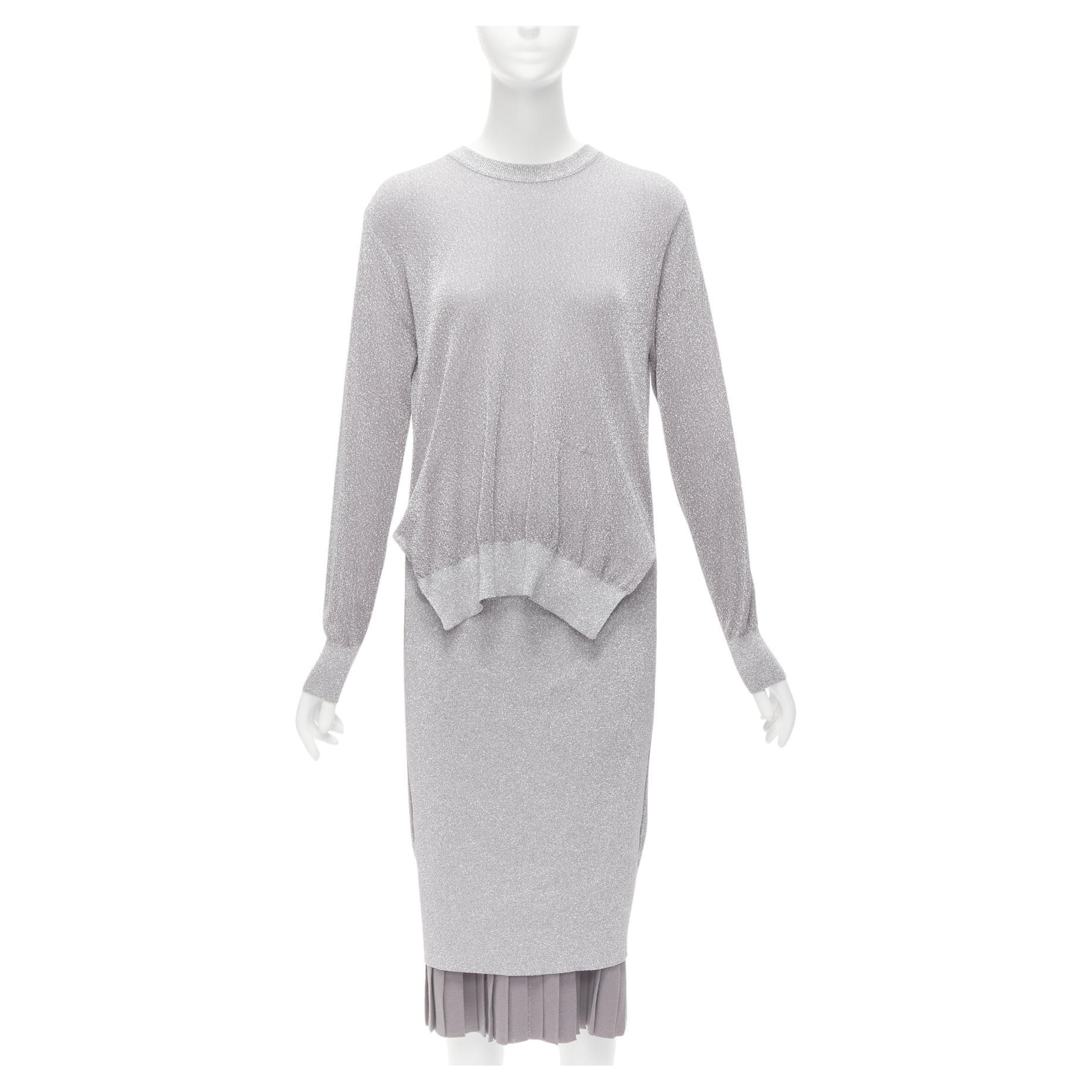 TOGA ARCHIVES metallic lurex pleats layehem ribbed long sleeves dress FR36 S For Sale