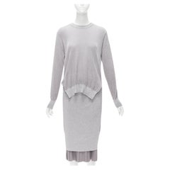 TOGA ARCHIVES Metallic Lurex plissiertes langärmeliges Kleid aus Layehem mit gerippten Ärmeln FR36 S