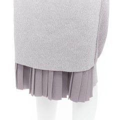 TOGA ARCHIVES metallic silver lurex pleats layered hem ribbed dress FR36 S