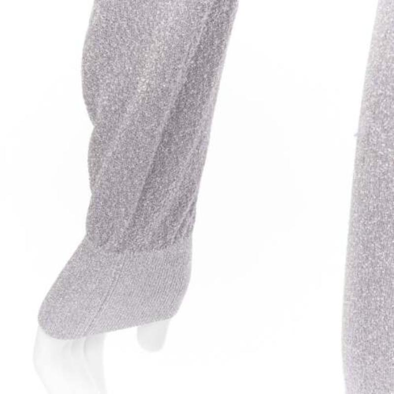 TOGA ARCHIVES metallic silver lurex pleats layered hem ribbed dress FR36 S For Sale 3