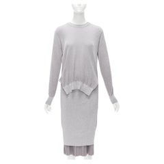 TOGA ARCHIVES plata metalizada lúrex plisado dobladillo en capas vestido acanalado FR36 S