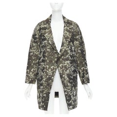 TOGA ARCHIVES multicolor green jacquard camouflage trees fleece line coat JP1 XS