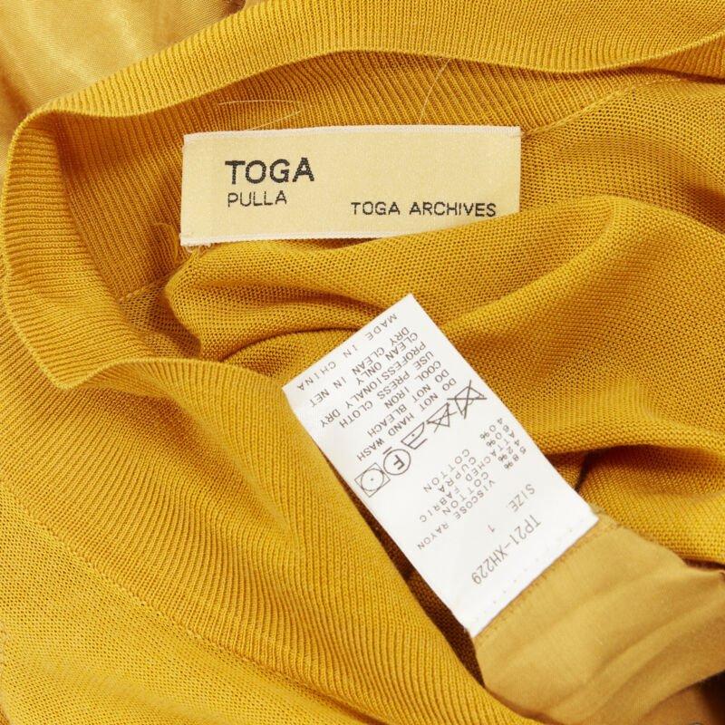 TOGA ARCHIVES mustard yellow knit polo draped skirt boxy casual dress JP1 M For Sale 5