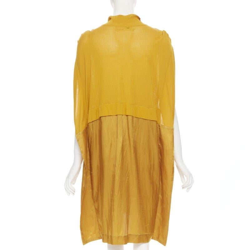 TOGA ARCHIVES mustard yellow knit polo draped skirt boxy casual dress JP1 M In Good Condition For Sale In Hong Kong, NT