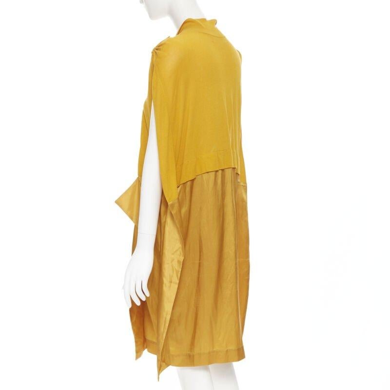 Women's TOGA ARCHIVES mustard yellow knit polo draped skirt boxy casual dress JP1 M For Sale