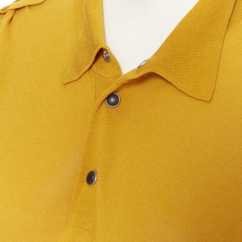 TOGA ARCHIVES mustard yellow knit polo draped skirt boxy casual dress JP1 M For Sale 1