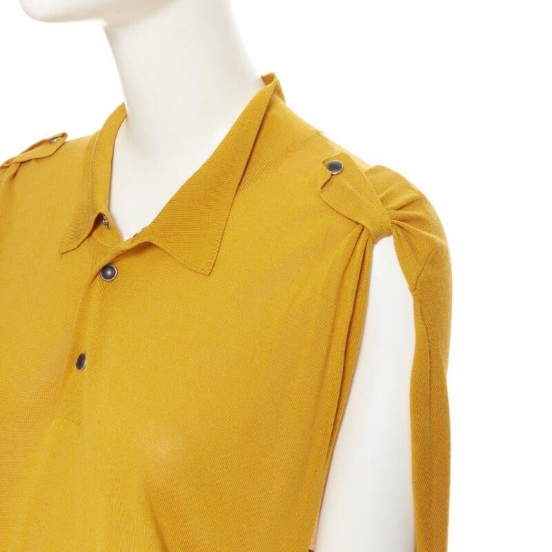 TOGA ARCHIVES mustard yellow knit polo draped skirt boxy casual dress JP1 M For Sale 2