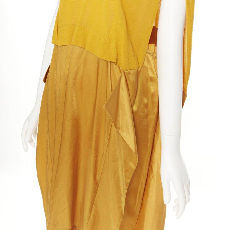 TOGA ARCHIVES mustard yellow knit polo draped skirt boxy casual dress JP1 M For Sale 3