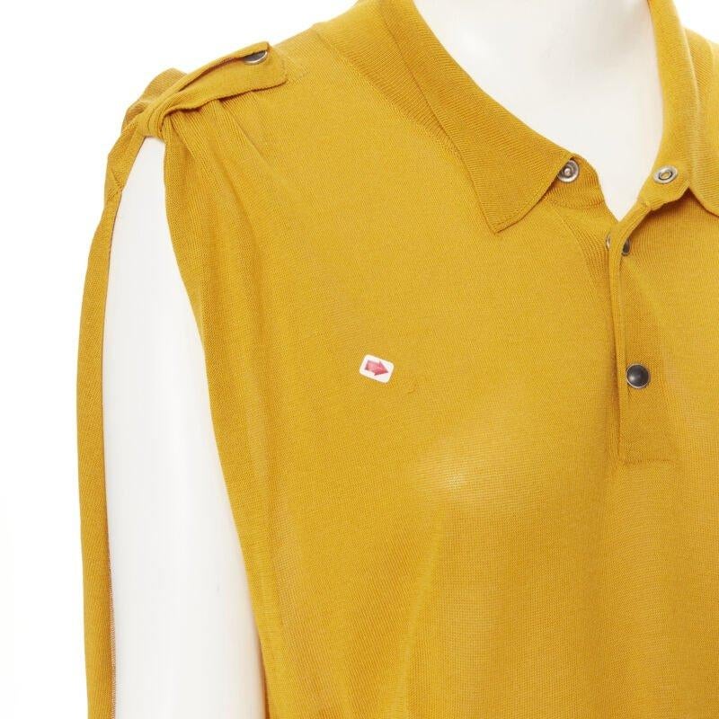 TOGA ARCHIVES mustard yellow knit polo draped skirt boxy casual dress JP1 M For Sale 4