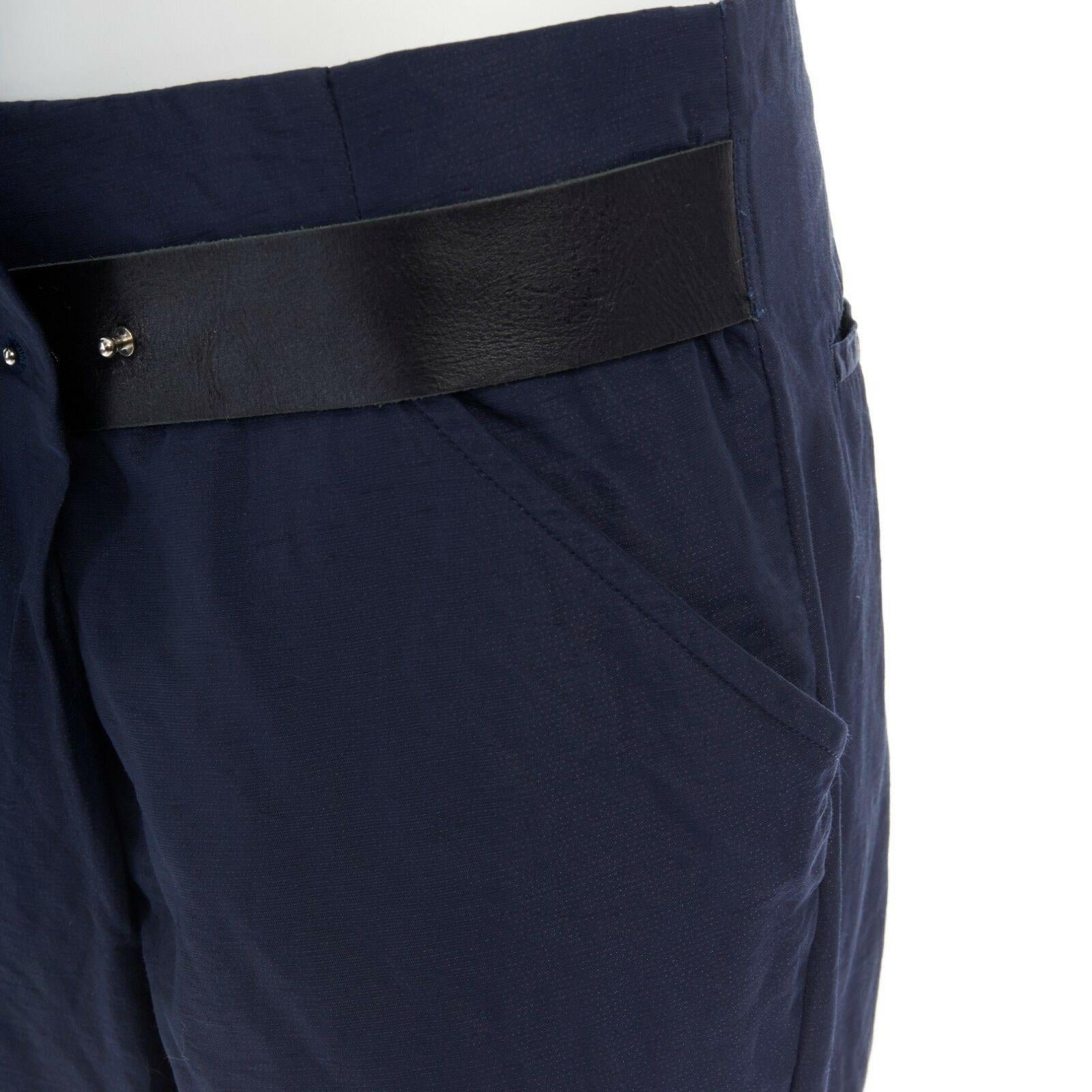 TOGA ARCHIVES navy blue faux leather belt fold over waist zip hem pants JP1 S In Good Condition In Hong Kong, NT