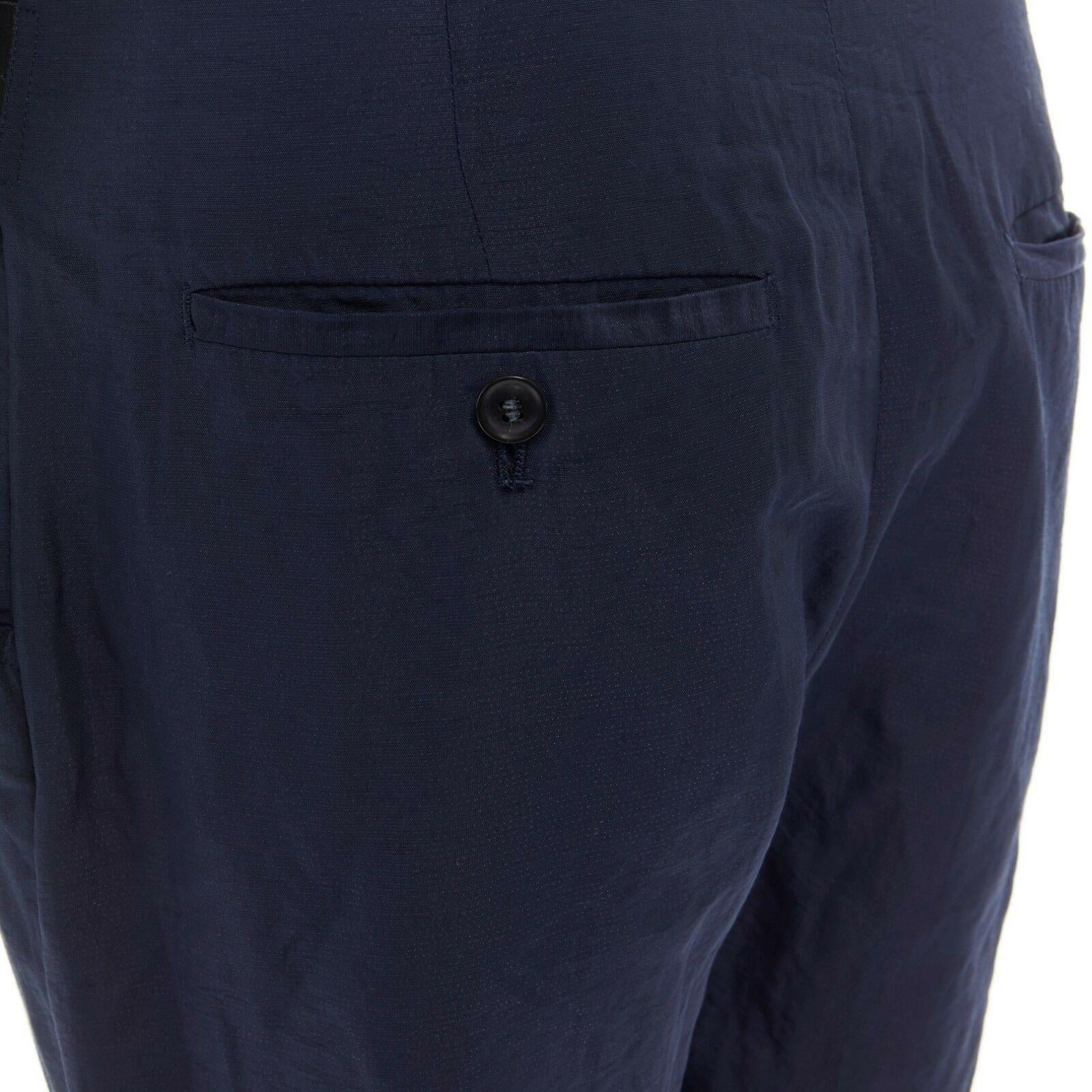 Women's TOGA ARCHIVES navy blue faux leather belt fold over waist zip hem pants JP1 S