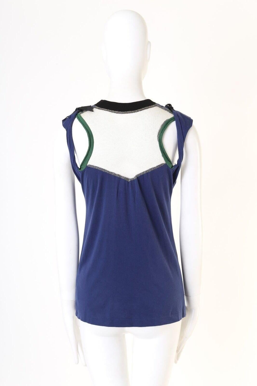 TOGA ARCHIVES navy blue stitch shoulder strap mesh back tank top JP1 S US2 UK8 In Excellent Condition In Hong Kong, NT