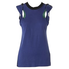 TOGA ARCHIVES navy blue stitch shoulder strap mesh back tank top JP1 S US2 UK8