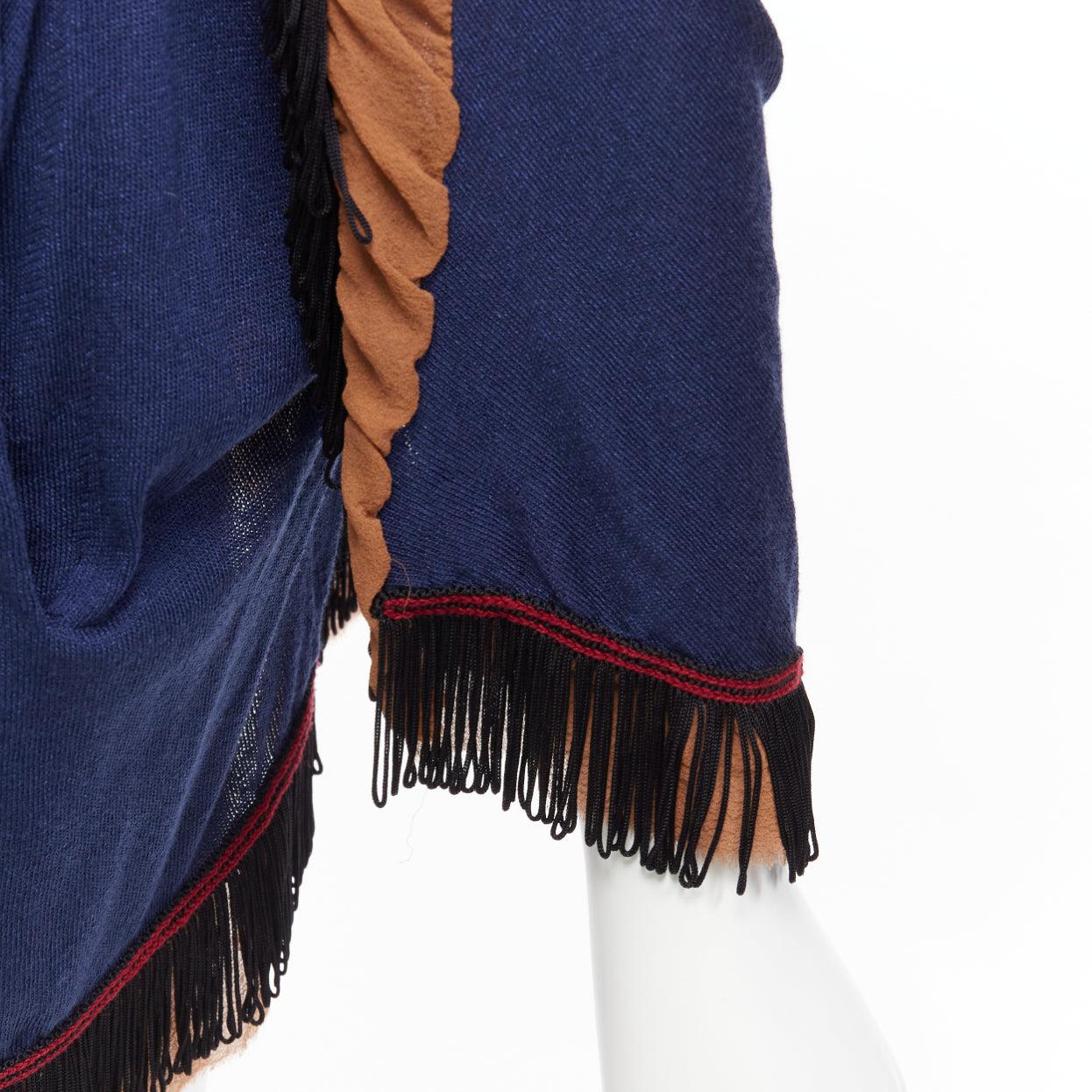 TOGA ARCHIVES navy brown black loop fringe ruffle sheer cardigan
Reference: NKLL/A00165
Brand: Toga Archives
Material: Feels like cotton
Color: Navy, Brown
Pattern: Solid
Closure: Hook & Bar

CONDITION:
Condition: Very good, this item was pre-owned