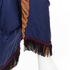 TOGA ARCHIVES navy brown black loop fringe ruffle sheer cardigan