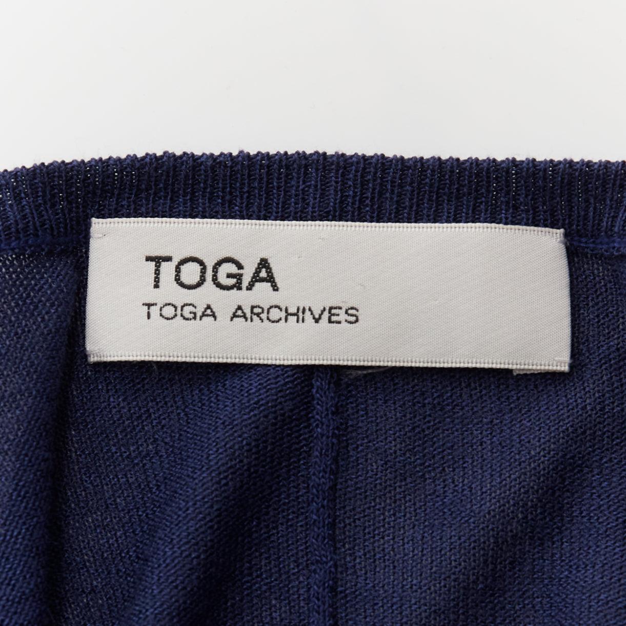 TOGA ARCHIVES navy brown black loop fringe ruffle sheer cardigan For Sale 5