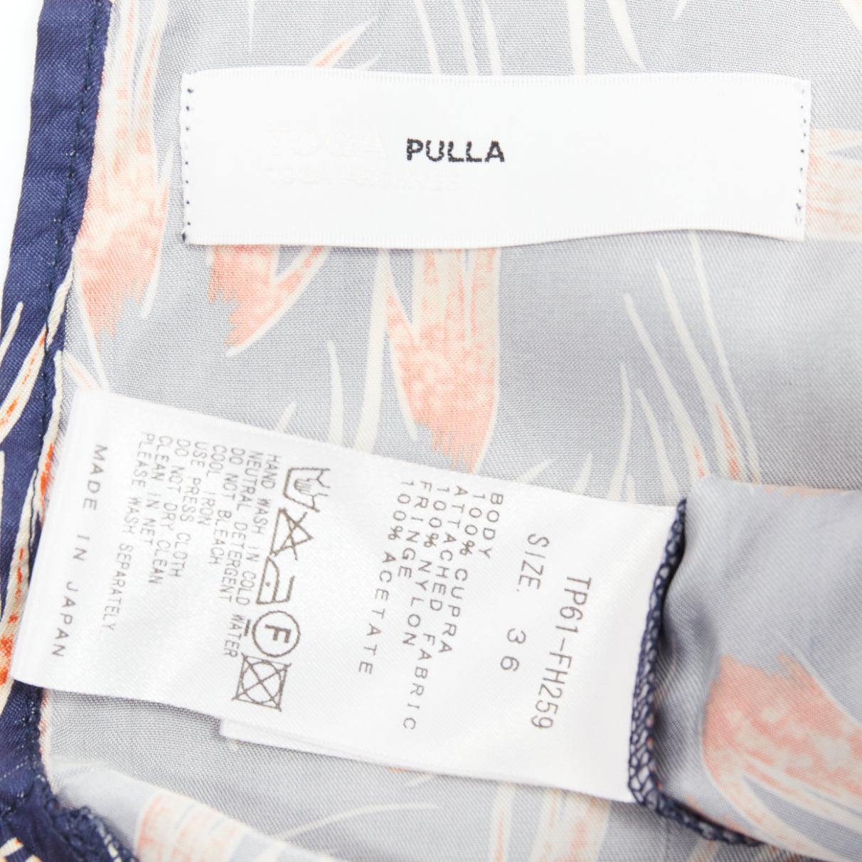 TOGA ARCHIVES orange navy tropical print sheer fringe hem dress FR36 S For Sale 3