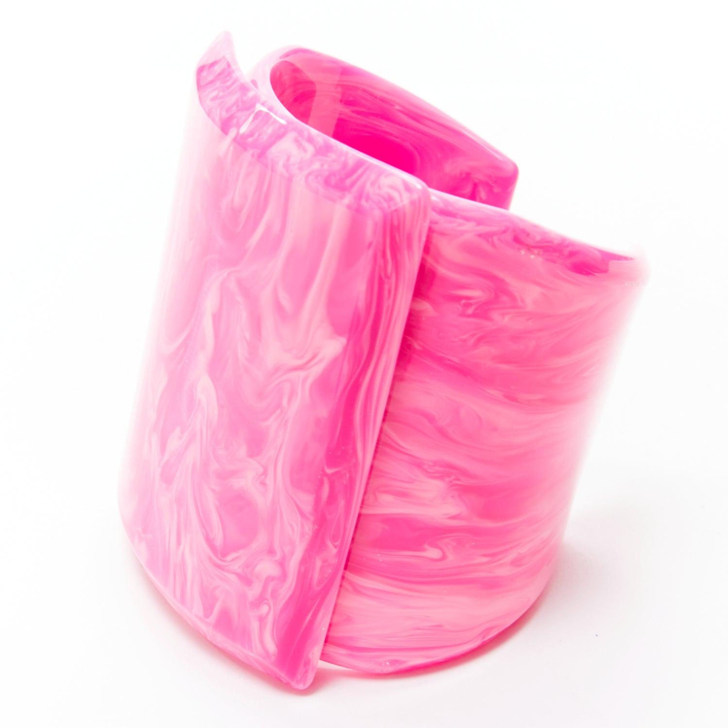 TOGA ARCHIVES pink red acrylic marble swirl oversized cuffs set For Sale 1