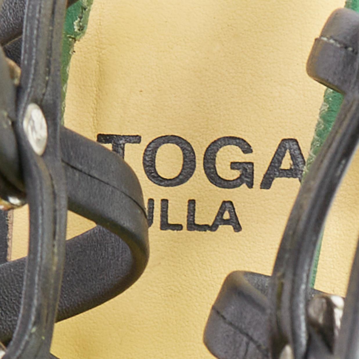TOGA ARCHIVES PULLA black caged silver stud platform gladiator sandals For Sale 4