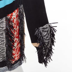 TOGA ARCHIVES PULLA black cotton oriental motif colourful fringe dress IT40 S