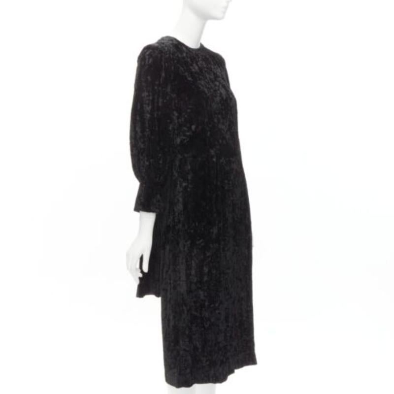 Black TOGA ARCHIVES PULLA black crushed velvet twill layered tie back zip dress FR36 S For Sale