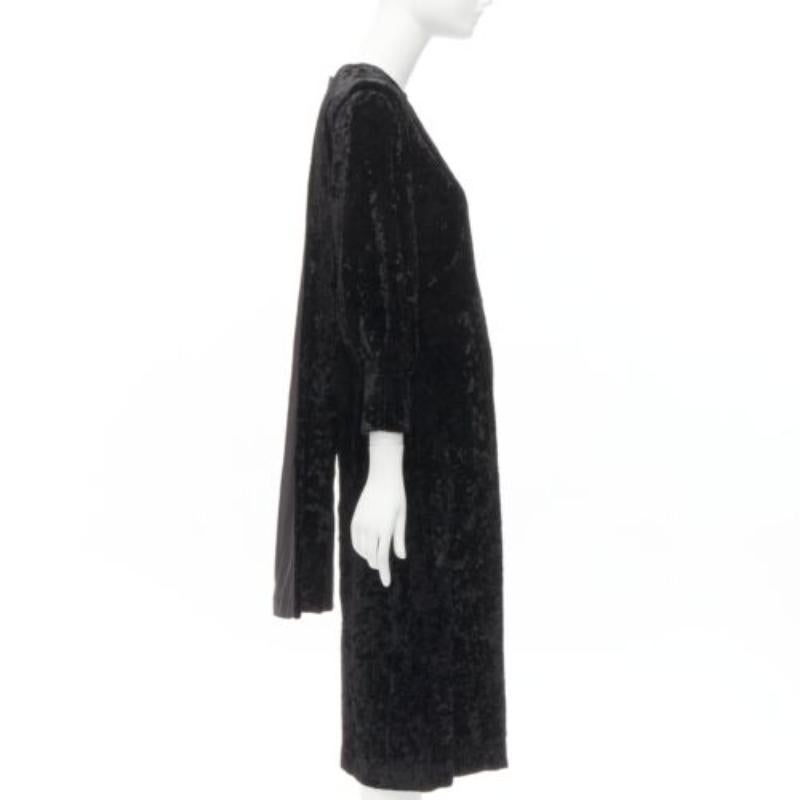TOGA ARCHIVES PULLA black crushed velvet twill layered tie back zip dress FR36 S In Excellent Condition For Sale In Hong Kong, NT