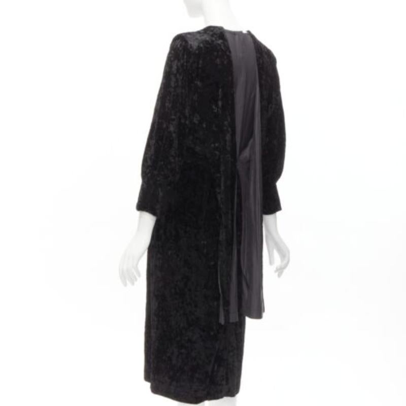 Women's TOGA ARCHIVES PULLA black crushed velvet twill layered tie back zip dress FR36 S For Sale