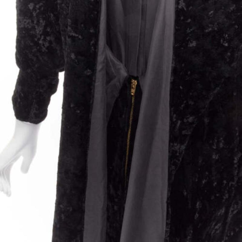 TOGA ARCHIVES PULLA black crushed velvet twill layered tie back zip dress FR36 S For Sale 1