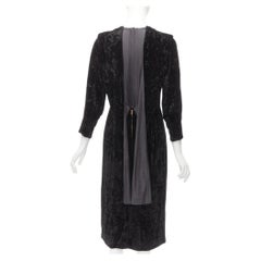 TOGA ARCHIVES PULLA black crushed velvet twill layered tie back zip dress FR36 S
