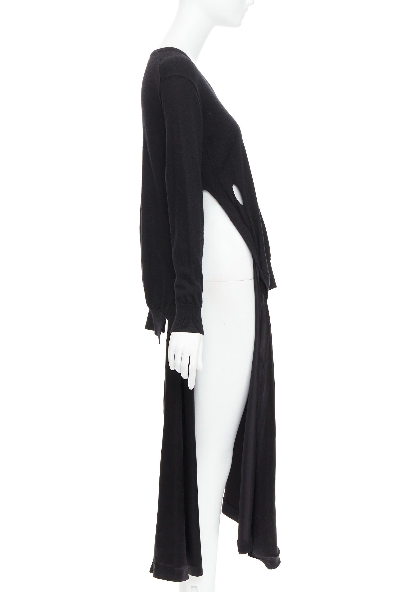 Black TOGA ARCHIVES Pulla black v neck layered satin slitted long dress For Sale